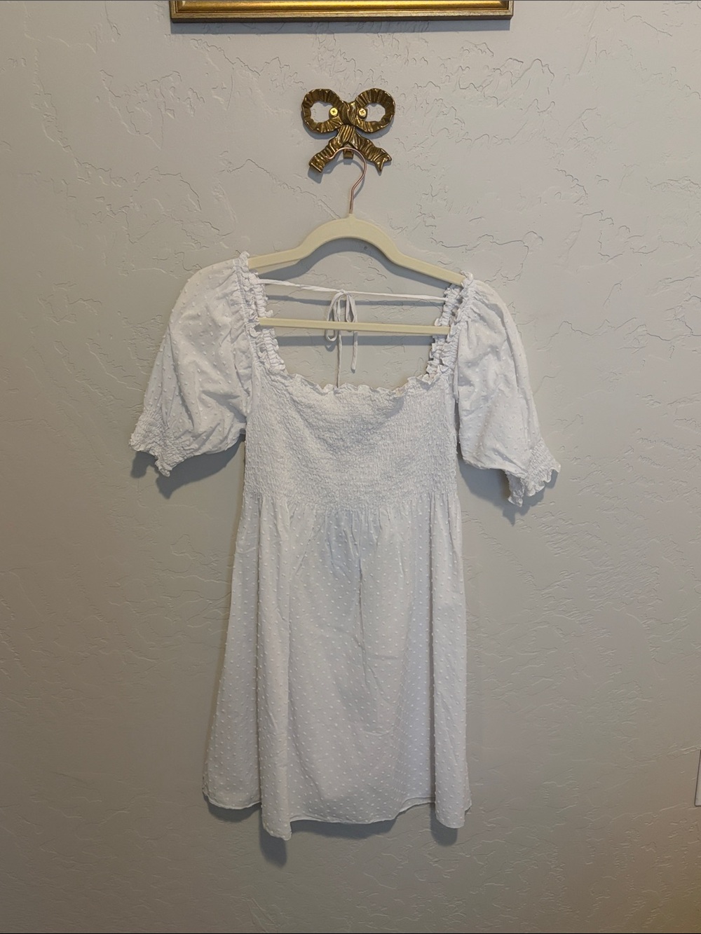 Hill House White Puff Sleeve Swiss Dot Dress